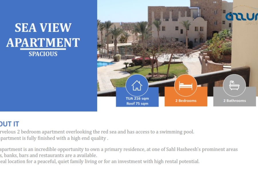 Apartment in Sahl Hasheesh | Flat in Sahl Hasheesh | For Sale in Sahl Hasheesh | Flat in Azzura Sahl Hasheesh For Sale | Apartment in Azzura Sahl Hasheesh For Sale